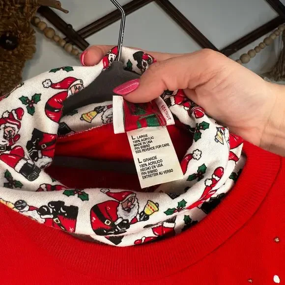 Vintage Nutcracker Puffy Glitter Santa Collared Pullover Sweatshirt - Picture 5 of 5